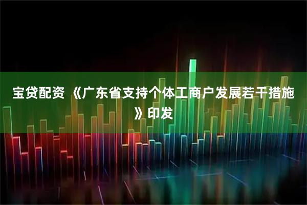 宝贷配资 《广东省支持个体工商户发展若干措施》印发